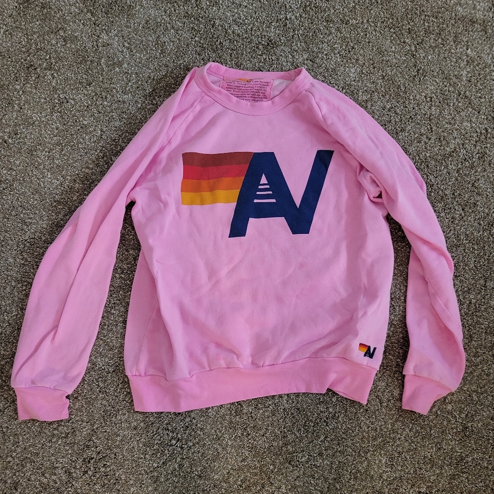 Pink Aviator Nation logo crewneck